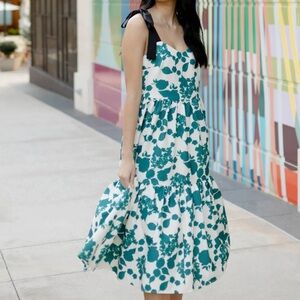 Abbey Glass Maya Tiered Midi Dress with Satin Tie Straps - XS - NWT - Fits Small